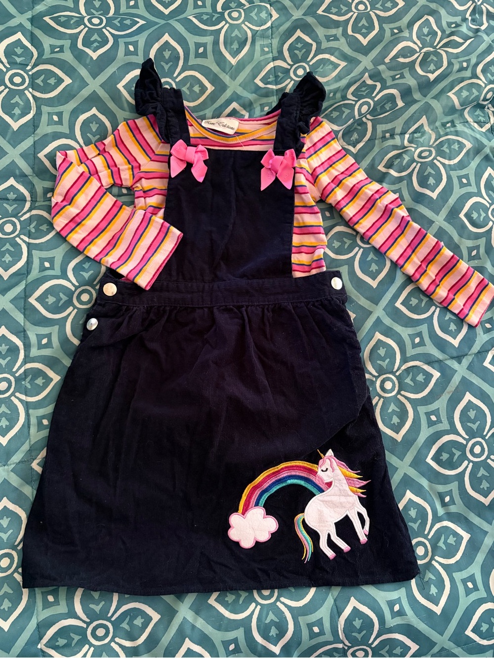 Rare Editions girls jumper with long sleeve shirt